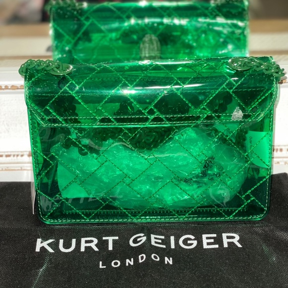 Kurt Geiger London Medium Kensington Green Vinyl Crossbody Bag - Picture 2 of 9